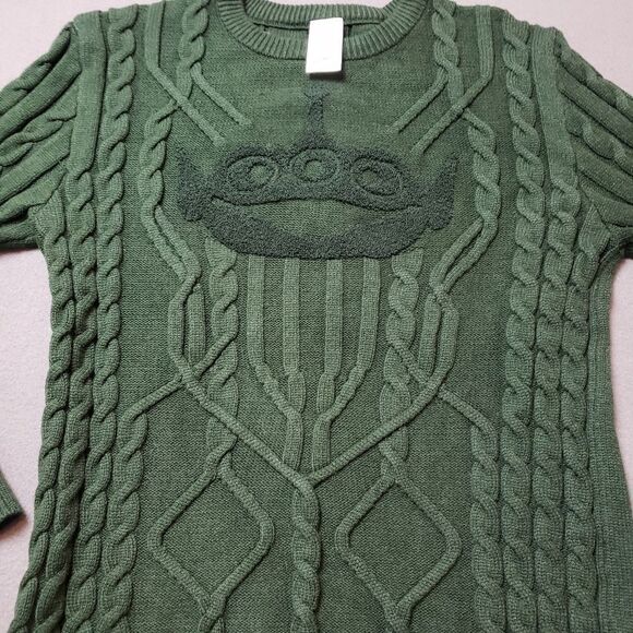 Toy Story Alien Sweater 👽 Disney Sweater Women's Size L Green Pixar cable knit - Picture 3 of 9